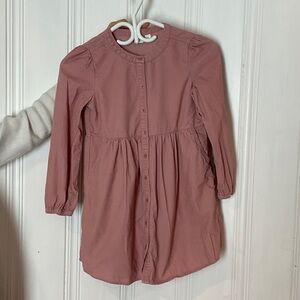 GAP Girls Long Sleeve Button-Front Dress in Rose
